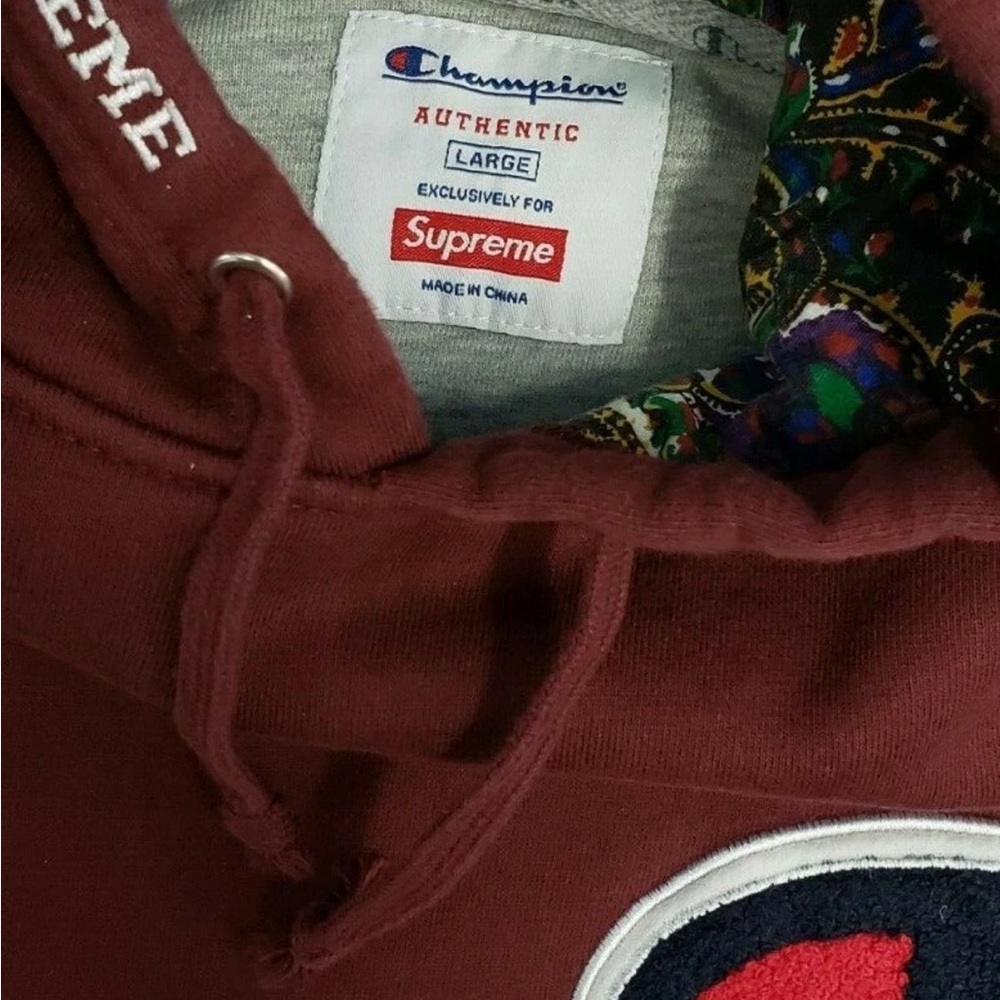 Supreme/Champion burgundy Paisley sweatshirt